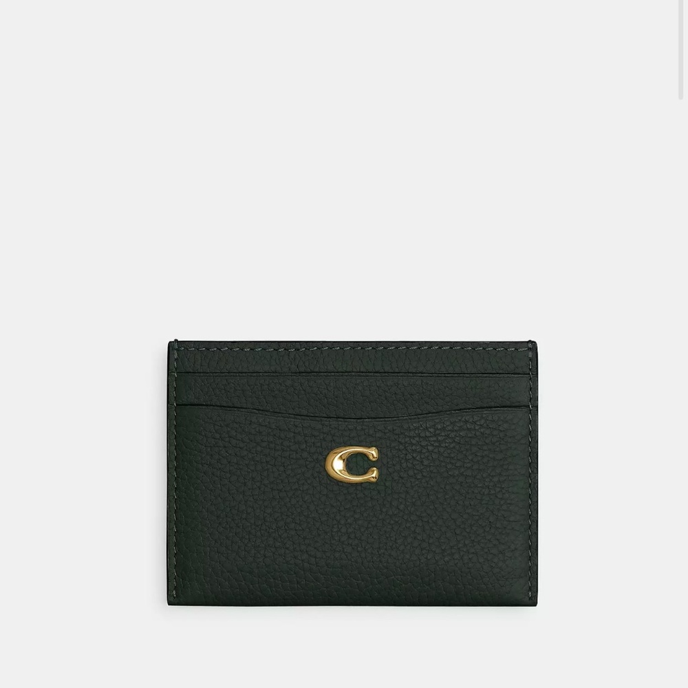 COACH Essential Card Case (Brass/Amazon Green) NWT